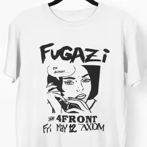 Fugazi Retro T Shirt Gig Flyer Slint Mcklusky Bad Brains Dag Nasty Bikini Kill