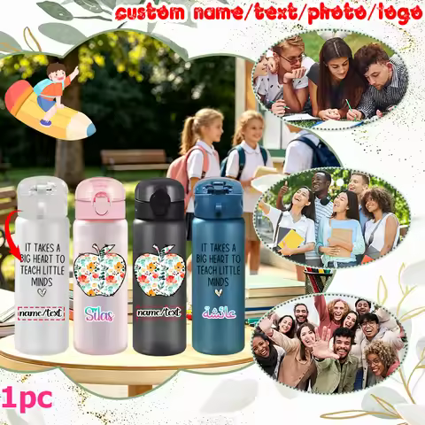 1pc Custom Back to School Big Apple Pattern 780ml/26oz Plastic Water Bottle Outdoor Travel Sports Cu