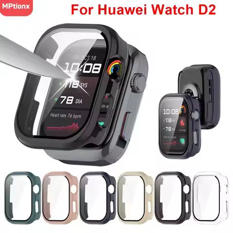 Tempered Glass+PC Case for Huawei Watch D2 Screen Protector Anti-scratch Bumper Protective Cover for