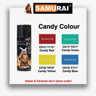 Samurai Spray Paint Candy Colours 400ml • Red C011/Y112* Green C017/Y017* Yellow C016/Y016* Blue C01