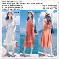 Long Dress Midi Casual Pantai Korea Import Ab534257 Putih White Orange