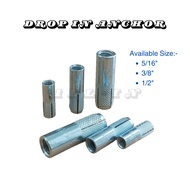 4 pcs/pack - Drop In Anchor Wall Plug Bolt Sleeve Anchor 5/16", 3/8", 1/2"