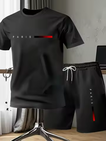 Summer Quick Drying Men's Sets Fashion tracksuits Casual Breathable Short Sleeve 2D Printed Sports T