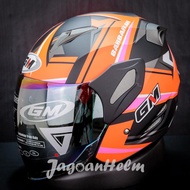 GM HELM FIGHTER BARBARIAN | BLACK ORANGE DOFF | SINGLE VISOR