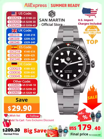San Martin Upgraded BB58 40mm Retro Luxury Men Diver Watch NH35 Automatic Mechanical Sapphire 200m W