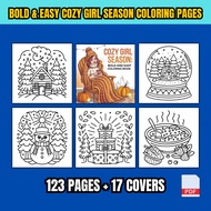 [PDF] 123 Bold & Easy Cozy Girl Season Coloring Pages For Kids