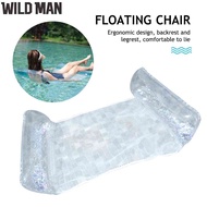 Sequins Water Hammock Transparent Inflatable Floating Row Portable Float Lounger Air Mattress Foldable Floating Bed Chair Summer Beach Swimming Pool Accessories