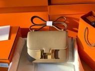 【RP精品】愛馬仕 HERMES Constance 19 康斯坦 全手縫訂製 大象灰 金扣 空姐包 單肩包 康康包