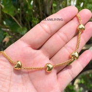Rantai Tangan Gajah Emas Suasa Buah Hati Gold Plated Love Pendent Bracelet