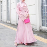 baju raya 2023 Abaya Vrial dress Pleated Allium Abaya jubah muslimah dress Lace Rhinestone Premium e