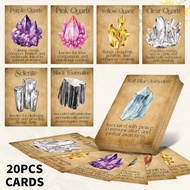 20Pcs Vintage Crystal Knowledge Cards | Aesthetic Healing Stones Meaning Guide | Spiritual Meditatio