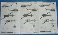 1/48~Italeri原廠水貼紙~Bell,AB 205直升機,3種義大利憲兵塗裝(UH-1H,含細部標誌)