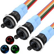 DaierTek 3PCS 12V Waterproof Lighted Toggle Switch 12V 20A Heavy Duty Metal Toggle Switch 16MM RGB L