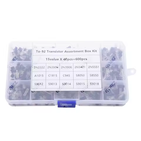 600PCS 15Value x 40Pcs Transistor TO-92 Assortment Box Kit Transistors 2N2222 2N3906 C945 S8050 Dire