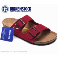 100% Authentic Birkenstock Arizona Mens/Female Classic Cork Anti-fur Wine Red Sandals Beach Shoes Ca
