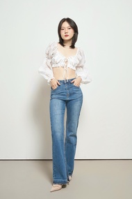 DOTTIE - Quần jeans loe xẻ lai nữ DOTTIE- Q0046