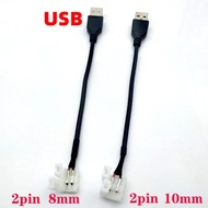 1pcs USB to 2pin 8mm 2pin 10mm Connector cable led strip connector 8mm/10mm led connector to USB con