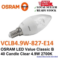 OSRAM LED Value Classic B 40 Candle Clear 4.9W 2700K Non-Dimmable E14 (VCLB4.9W-827-E14)