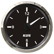 KUS 52mm Red Backlight Clock Gauges Tuning 0-12Hours Display Clock Meters Black Hourmeters Time Gaug