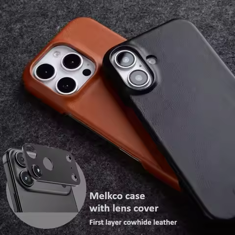 Melkco Glossy Oil Wax Leather Case for iPhone 17 Air 17 Pro Max 16 Plus 16E Magnetic Charging+Bezel