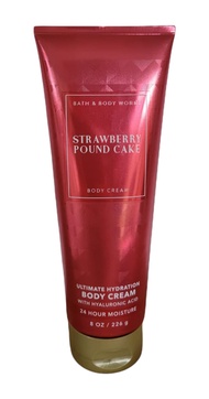 Bath and Body Works Strawberry Pound Cake Ultimate Hydration 24 Hour Body Cream 8 Ounce with Hyaluro