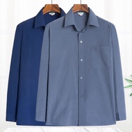 Summer Thin Men's Long-Sleeved Shirts Middle-Aged Elderly Casual Shirts Solid Color Tops Shirts Dad 
