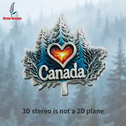 1PCCanadianWinterSnowForestIntenseHeartCreative 3D Stereoscopic Refrigerator Poster Travel Souvenir 