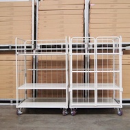 ST-🚤Table Trolley Labor-Saving Warehouse Handling Storage Cage Car Sorting Goods Turnover Movable Folding Four-Wheel Thi