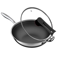 Germany 316 Stainless Steel Honeycomb Wok Pan 32cm/34cm Non-lampblack Stove Universal Non-stick Fryi