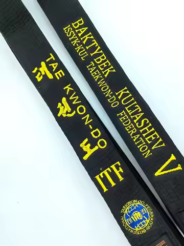 ITF Taekwondo Black Belts Embroidery Width 5cm Mooto Martial Arts Sports Coach Waistband Master Cust