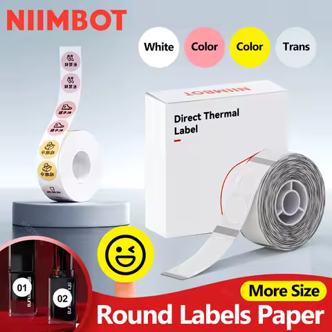 Round Niimbot D11 D110 D101 Sticker Label Transparent White Color Waterproof Thermal Paper For NIIMB