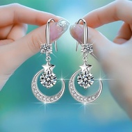 Pt950 Platinum Earrings Star Myth Moon Moissanite Earrings 2023 Ceremony