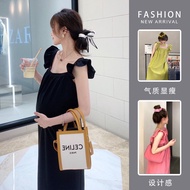 G53073# Women Pregnant Dresses Trendy Fashion Mom Squared Collar Princess Age-reducing Womens Dresse