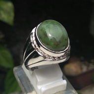 Men'S Alpaka Ring Agate Jade Nephrite Aceh Natural Nephrite Jade