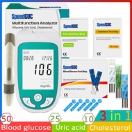 [Little Abby]3in1 Multifunction Cholesterol Uric acid Blood glucose meter glucometer kit Diabetes Gout Tester Blo
