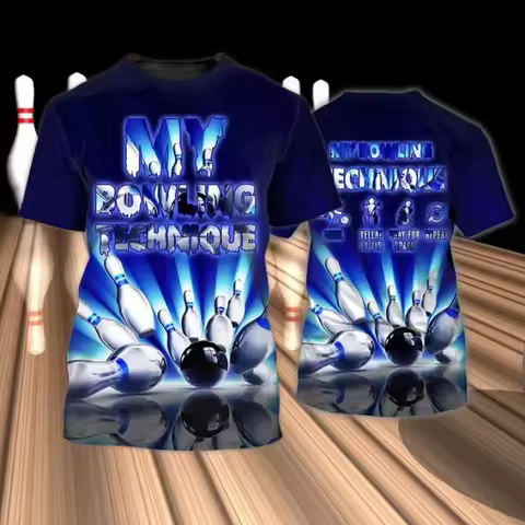 Custom Name Full Print Bowling T Shirt For Men Summer Short Sleeve Oversized Bowling Shirt New In Me