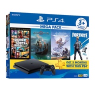 PS4 Slim 1TB Console Mega Pack 2 (GTV 5 + GOW + Horizon + Fortnite) + 15 Months Warranty By Sony Singapore