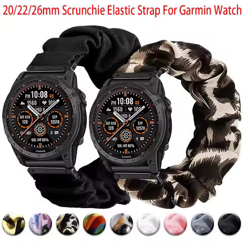 20 22 26mm Scrunchie Elastic Strap For Garmin Watch Fenix 5 6 6S 7 Pro 7S 7X 8 AMOLED 43 47 51 Endur