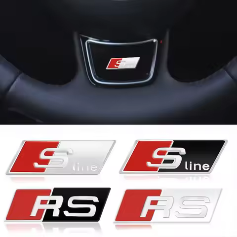 Alloy Car Steering Wheel Sticker Emblem For Audi Sline RS A4 A3 A5 A6 A7 A8 Q3 Q5 Q7 Q8 B5 B6 B7 B8 