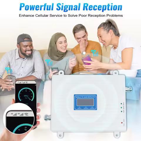 Tri- Band Amplifier 900/1800/2100 GSM DCS 2G/3G/4G LTE Signal Booster & Antenna