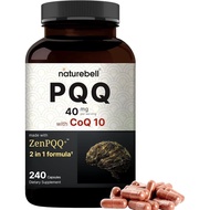 NatureBell PQQ 40mg Per Serving with CoQ10, 240 Capsules | Active Pyrroloquinoline Quinone, Highly B