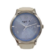Agnes b. others solar wrist watch analogues leather blue white Direct from Japan Secondhand