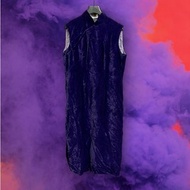 二手 深紫色 絨布 紋路皺感 古董訂製 短袖 旗袍 G206