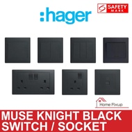 Hager Muse Knight Black Switch / Socket