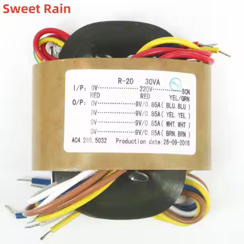 R-type power transformer 30W 9V × 4 (0.85A 8 wire) R N audio transformer copper wire high quality R-