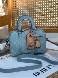 COACH 蔻馳 Chambray 藍色牛仔迷你 Boston 手袋 小號