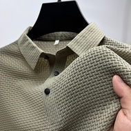 Men's polo Shirt/Men's polo Shirt/Men's Lapel polo Shirt/polo Shirt/Ice Silk polo Shirt/Breathable polo Shirt/Summer High-End polo Shirt Men's Ice Silk Short-Sleeved T-Shirt Men's Quick-Drying Breathable Loose Jacquard Solid Color Lapel Top