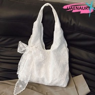 UAENAURY Korean Style Tote Bag, With Silk Scarf Lightweight Floral Print Lace Handbag, YK2 Versatile