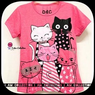AM AM AM AM | D&C Children's T-Shirt with Five Cat Pink Characters