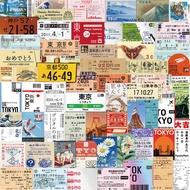 ป้ายสังกะสี วินเทจ ของเล่นเก่า Japan tokyo POSTAGE ภูเขาฟุจิ familymart stamp sticker ประทับ การท่องเที่ยว 60ชิ้น